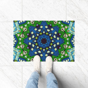 Paillasson Mosaic bleu vert Hippie Boho Mandala