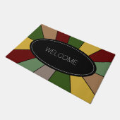 Paillasson Mosaïque colorée chaude design sur l'accueil noir (Incliné)