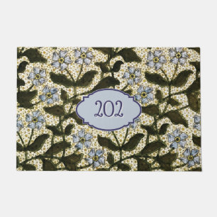Paillasson Mosaïque de fleurs bleues vintage botanique - ajou