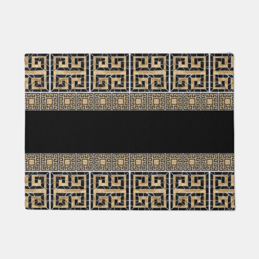 Paillasson Mosaïque en mosaïque grecque Noir et or (Devant)