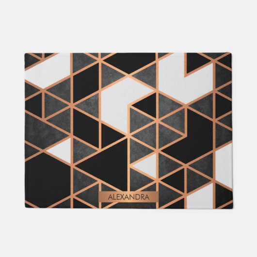 Paillasson Mosaïque noire blanche et dorée (Devant)