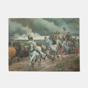 Paillasson Moteur de feu vintage (par Eugène Burnand)