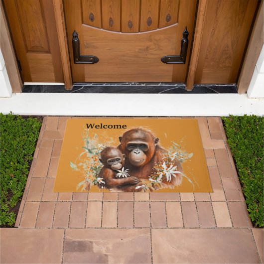 Paillasson Mother and baby Chimp  (De plein air)