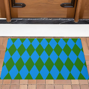 Paillasson Motif à carreaux Harlequin bleu vert