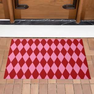 Paillasson Motif à carreaux Harlequin rose rouge