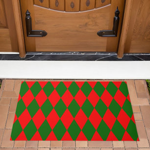 Paillasson Motif à carreaux Harlequin rouge et vert 
