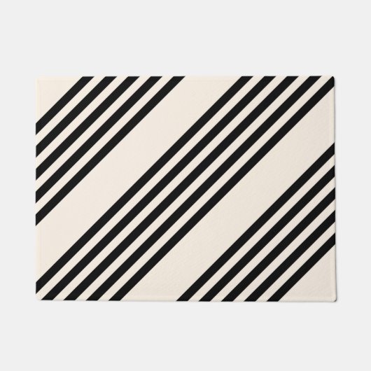 Paillasson Motif à cinq bandes noir et beige (Devant)