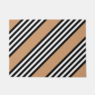 Paillasson Motif à cinq bandes noir et blanc avec bronzage