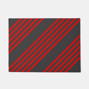 Paillasson Motif à cinq bandes rouge et charbon de bois