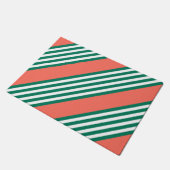 Paillasson Motif à cinq bandes vert et blanc avec corail (Incliné)