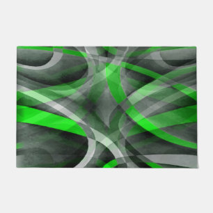 Paillasson Motif à ligne courbe rétro néon vert et gris des a