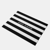 Paillasson Motif à rayures noir et blanc avec nom (Incliné)