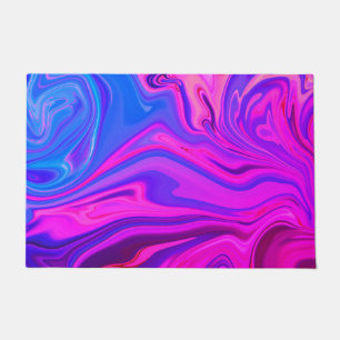 Paillasson Motif abstrait rose violet bleu néon