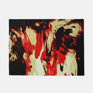 Paillasson Motif Abstrait rouge jaune rouge de couleur vive