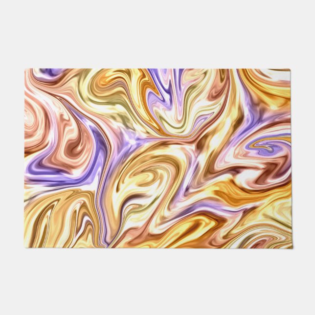 Paillasson Motif Abstrait Waves Gold Purple Waves (Devant)