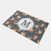 Paillasson Motif animal de renard orange mignon Monogramme (Incliné)