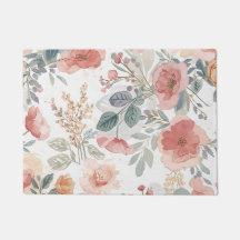 Motif aquarelle floral jardin corail rose