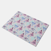 Paillasson Motif Aquarelle rose et bleu palmier (Incliné)
