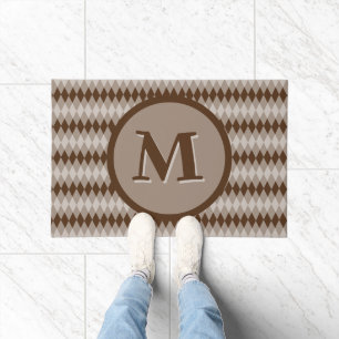 Paillasson - Motif Argyle Brun avec Monogramme