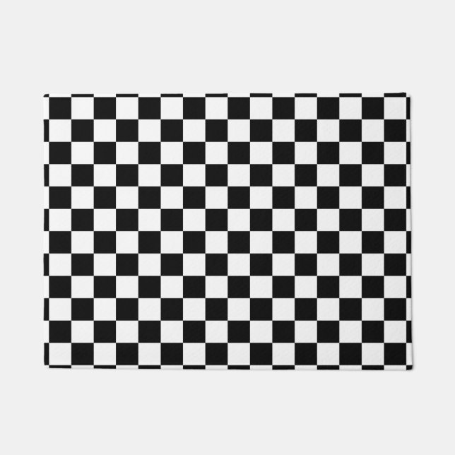 Paillasson Motif blanc de noir classique de damier (Devant)