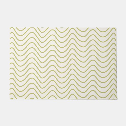 Paillasson Motif Chevron Lime Green sur Crème White Zigzag (Devant)