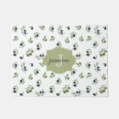 Paillasson Motif chic aquarelle Monogramme Nom Vert olive (Devant)