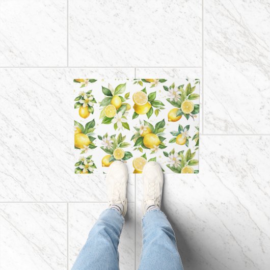 Paillasson Motif citron, Fleurs de citron, Feuilles, Citrus (Intérieur)