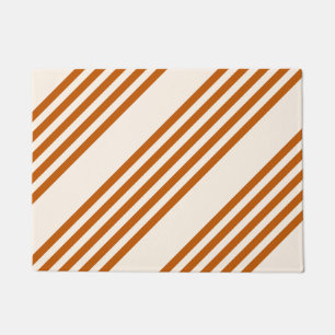 Paillasson Motif couleur orange brun et beige cinq rayures