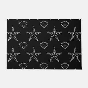 Paillasson Motif Croquis Starfish Seashell en noir