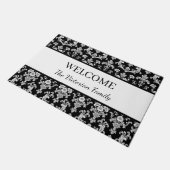 Paillasson Motif damassé noir et blanc victorien (Incliné)