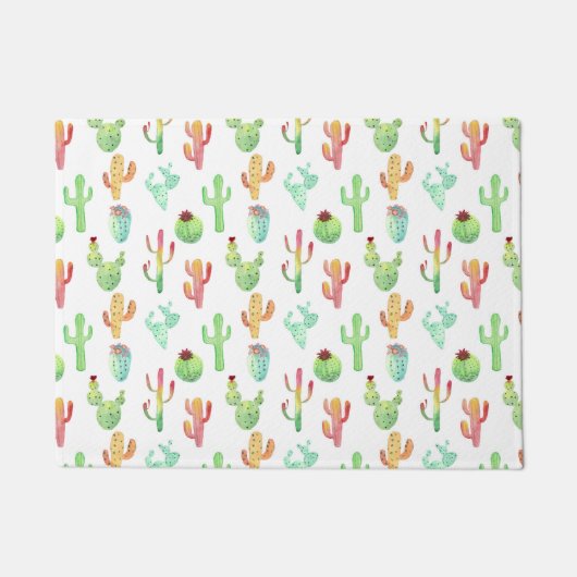 Paillasson Motif d'aquarelle Cactus Pastel (Devant)