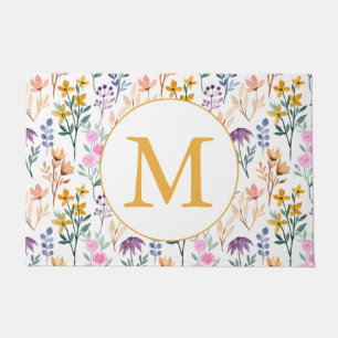 Paillasson Motif d'aquarelle coloré à fleurs de printemps