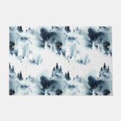 Paillasson Motif d'aquarelle de la forêt bleue de minuit (Devant)