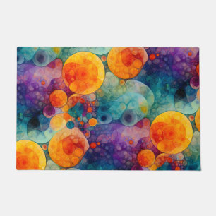 Paillasson Motif d'art fractal vibrant sarcelle violet orange