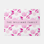 Paillasson Motif De Baleines, Baleines Roses, Votre Nom (Devant)