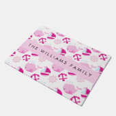 Paillasson Motif De Baleines, Baleines Roses, Votre Nom (Incliné)