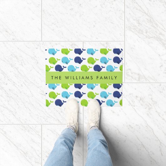 Paillasson Motif De Baleines, Beaux Baleines, Votre Nom (Intérieur)