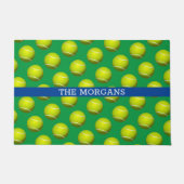 Paillasson Motif de balle de tennis, Nom blanc, Bleu & Vert (Devant)