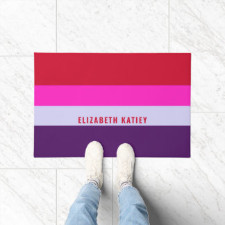 Paillasson Motif de bandes rouge, rose et violet