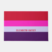 Paillasson Motif de bandes rouge, rose et violet (Devant)