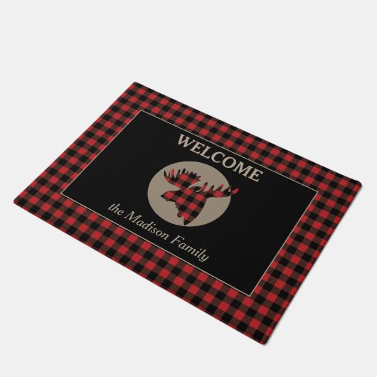 Paillasson Motif de Buffalo Plaid Moose Welcome (Incliné)
