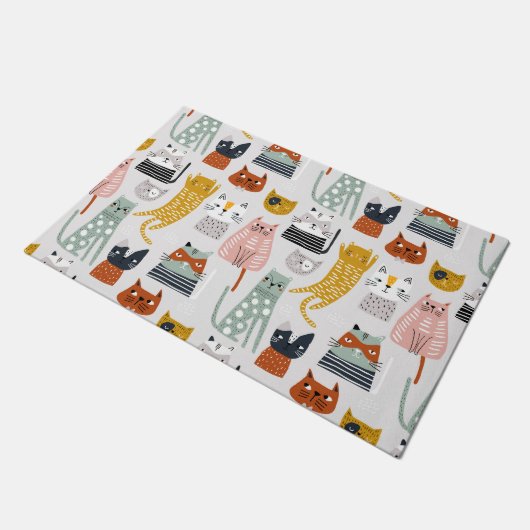 Paillasson Motif de chat à main mignon Doodle (Incliné)
