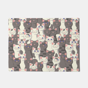 Paillasson Motif de chats blancs et gris