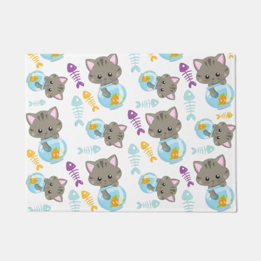 Paillasson Motif De Chats, Chats Mignons, Chatons, Poisson (Devant)