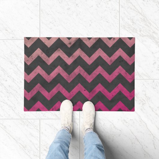 Paillasson Motif de chevron gris foncé rose magenta (Intérieur)