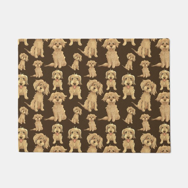 Paillasson Motif de chien Brown labradoodle doré (Devant)
