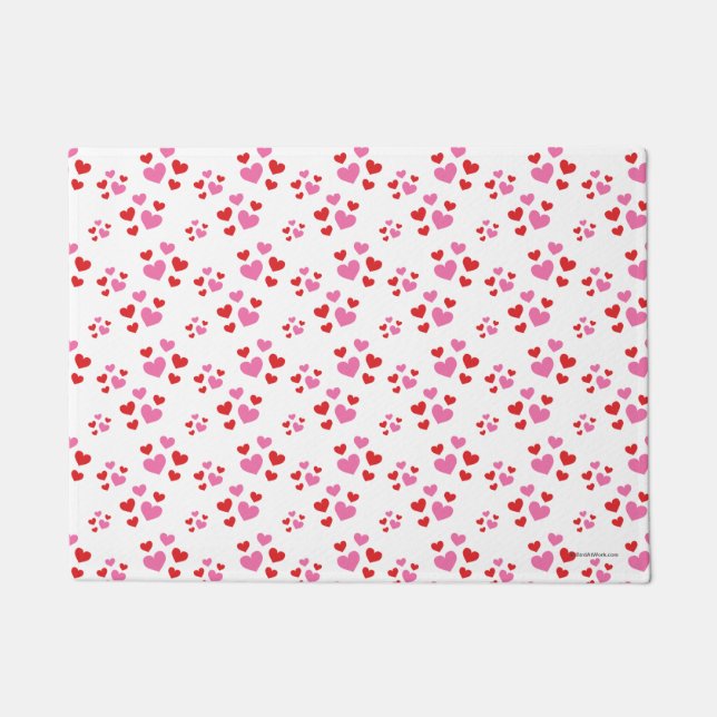 Paillasson Motif De Coeurs Rouge Et Rose (Devant)