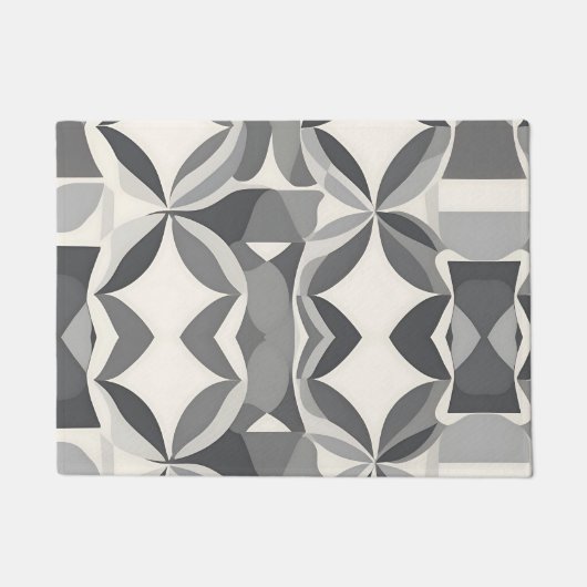 Paillasson Motif de diamant géométrique moderne en gris et bl (Devant)