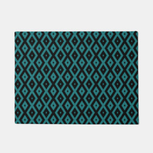 Paillasson motif de diamants turquoise et noir