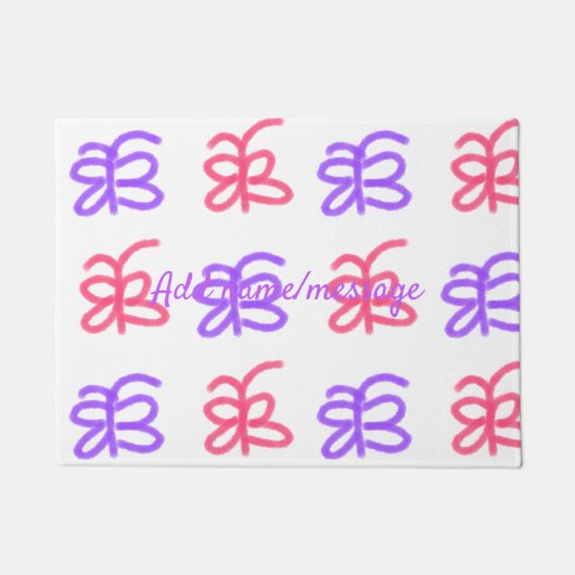 Paillasson Motif de doodle de papillon rose violet ajouter le (Devant)